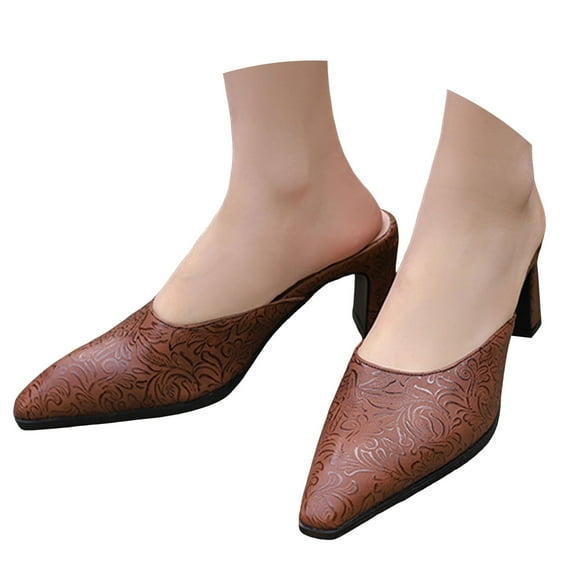 Mostsola Heel Mules for Women Mules Glitter Slip on Closed Pointed Toe Backless Loafers