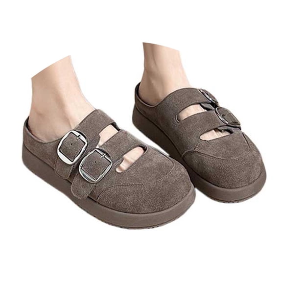 Mostsola Clogs for Women Cork Footbed Sandals Platform Mules Double Buckle Slip on Shoes Slippers