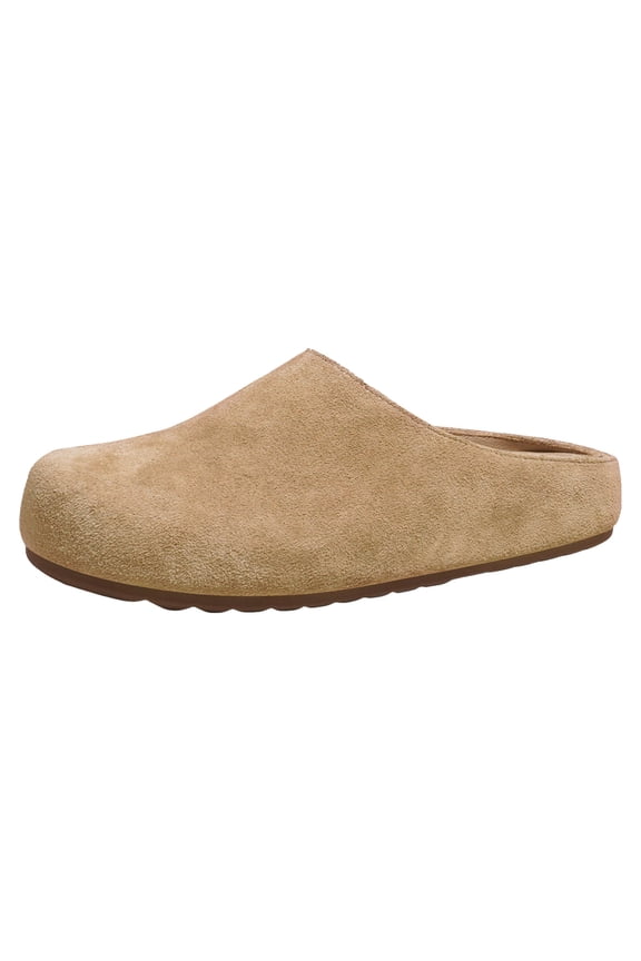 Closed Toe Clogs for Women Suede House Slippers Non-Slip Cork Footbed Slides Slip on Shoes