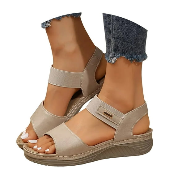 Mostsola Comfortable Arch Support Walking Sandals for Women Non Slip Elastic Strap Orthotic Sandals