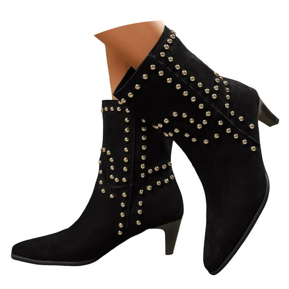 Mostsola Cowboy Boots for Women Kitten Heel Fashion Suede Cowgirl Boots Pointed Toe Ankle Boots