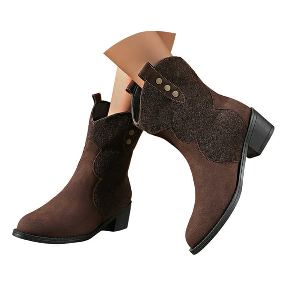 Mostsola Cowboy Boots for Women Pointy Toe Fashion Cowgirl Boots Heel Suede Western Booties