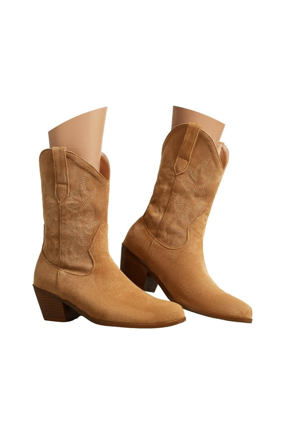 Cowboy Boots for Women Pull on Winter Warm Western Snow Boots Heel Booties