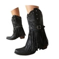 thumbnail image 1 of Mostsola Cowboy Boots for Women Trendy Studded Tassel Western Mid Calf Boot Heel Booties, 1 of 7