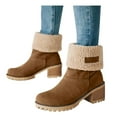 thumbnail image 1 of Mostsola Cozy Snow Boots for Women Stacked Heel Winter Mid Calf Boots Furry Lined Short Booties, 1 of 5