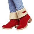 thumbnail image 1 of Mostsola Cozy Snow Boots for Women Stacked Heel Winter Mid Calf Boots Furry Lined Short Booties, 1 of 6