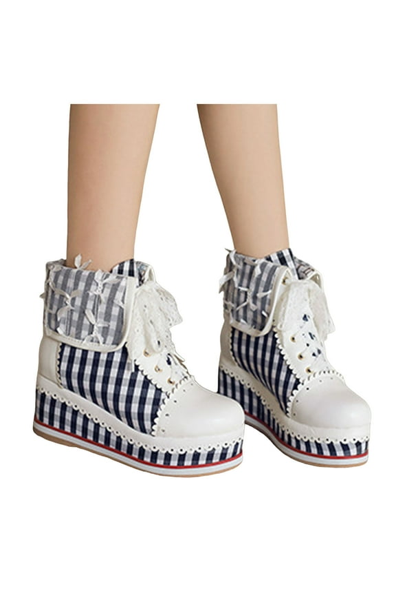 Cute Ankle Boots for Women Kawaii Lace Short Boots Dress Platform Booties