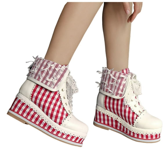 Mostsola Cute Ankle Boots for Women Kawaii Lace Short Boots Dress Platform Booties