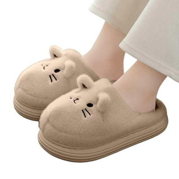 Mostsola Cute Cat House Slippers for Women Non-Slip Memory Foam Indoor Warm Fuzzy Slippers