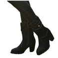 thumbnail image 1 of Mostsola Denim Boots for Women Fashion Side Pocket Heeled Lug Sole Zip up Short Ankle Boots, 1 of 8