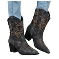 thumbnail image 1 of Mostsola Denim Cowboy Boots for Women Embroidery Cowgirl Boots Pointed Toe Heeled Mid Calf Boots, 1 of 7