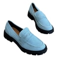 thumbnail image 1 of Mostsola Denim Loafers for Women Platform Heeled Lug Sole Slip on Business Casual Shoes, 1 of 5