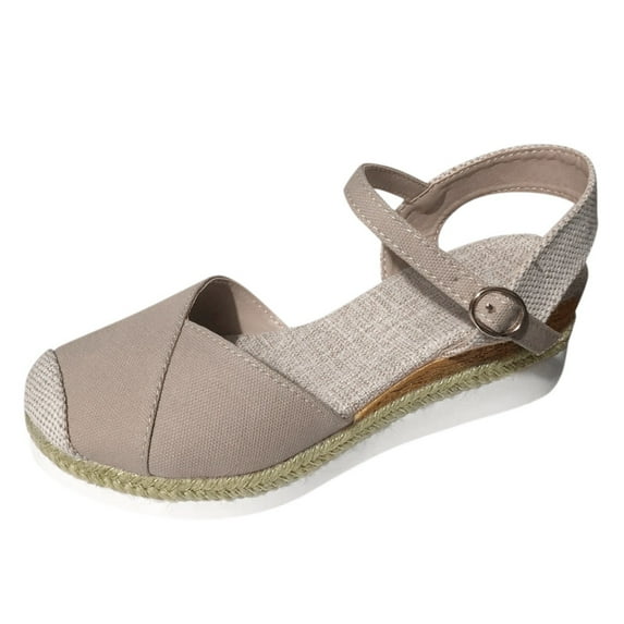 Mostsola Espadrilles Sandals for Women Closed Toe Slingback Wedge Summer Beach Shoes Walking Sandals