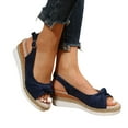 thumbnail image 1 of Mostsola Espadrilles Wedges for Women Bow Tie Open Toe Adjustable Slingback Sandals Summer Shoes, 1 of 5
