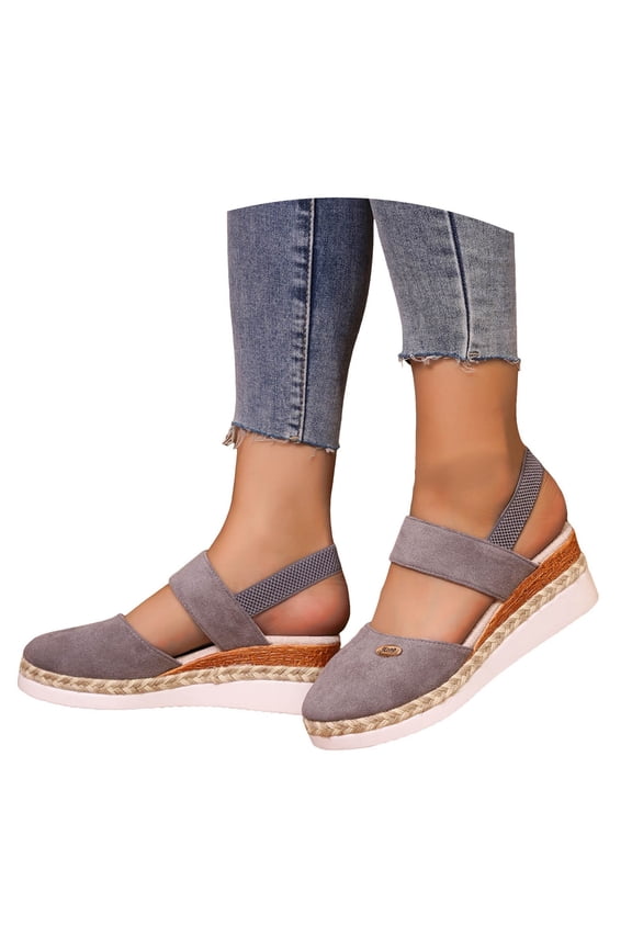 Espadrilles Wedges for Women Closed Toe Elastic Slingback Summer Dressy Sandals Shoes