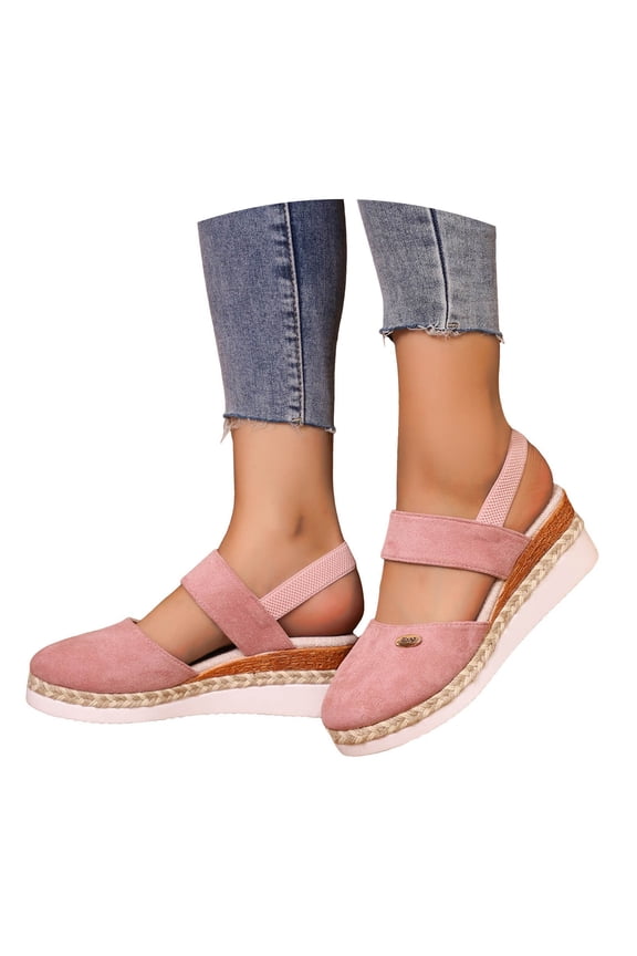 Wedges for Women Closed Toe Elastic Slingback Summer Dressy Sandals Shoes