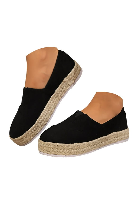 Espadrilles for Women Suede Loafers Slip on Flats Shoes Casual Platform Walking Shoes