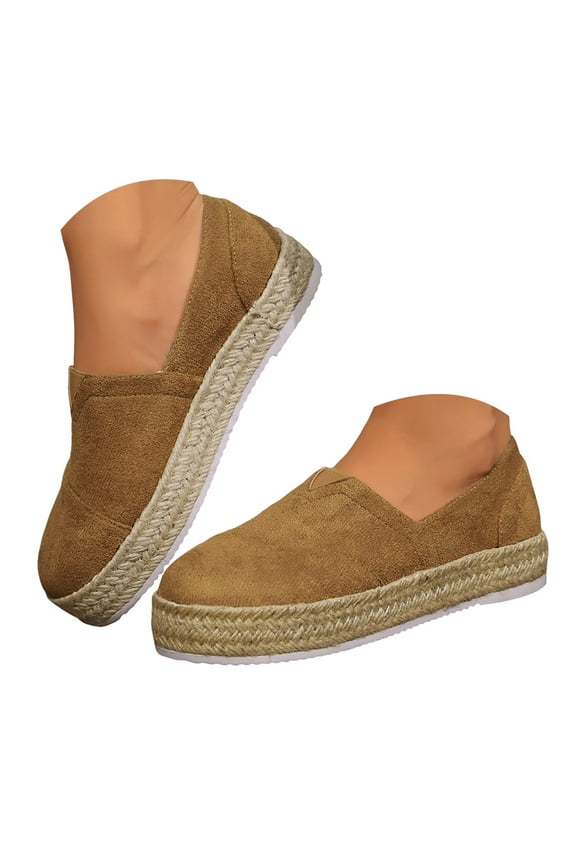 Espadrilles for Women Suede Loafers Slip on Flats Shoes Casual Platform Walking Shoes