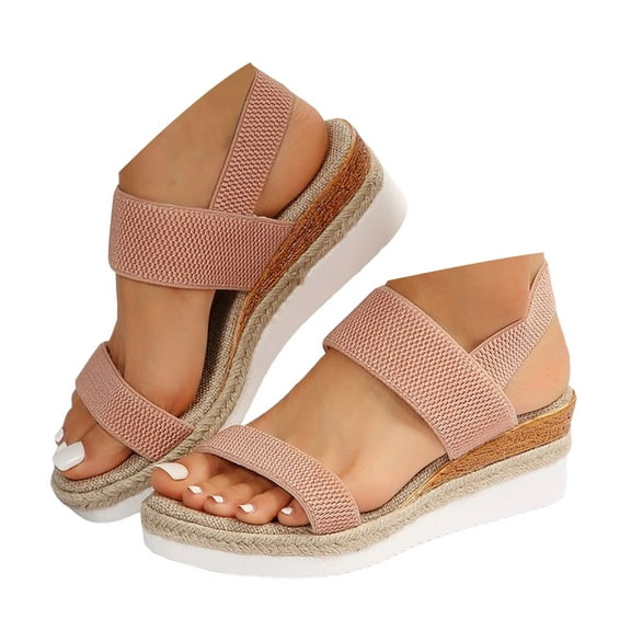 Mostsola Espadrilles for Women Wedge Sandals Elastic Strap Slingback Heels Retro Casual Beach Shoes