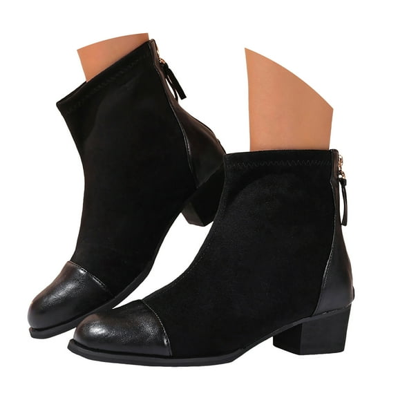 Mostsola Fall Boots for Women 2025 Cap Toe Trendy Gogo Ankle Boots Zip up Heeled Short Booties