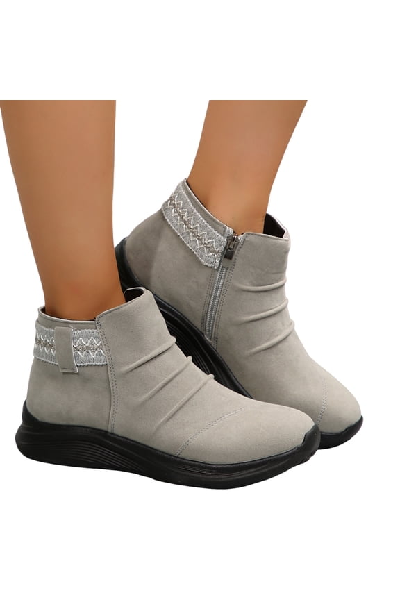 Fall Boots for Women 2025 Trendy Suede Zipper Short Ankle Boots Anti-Slip Booties