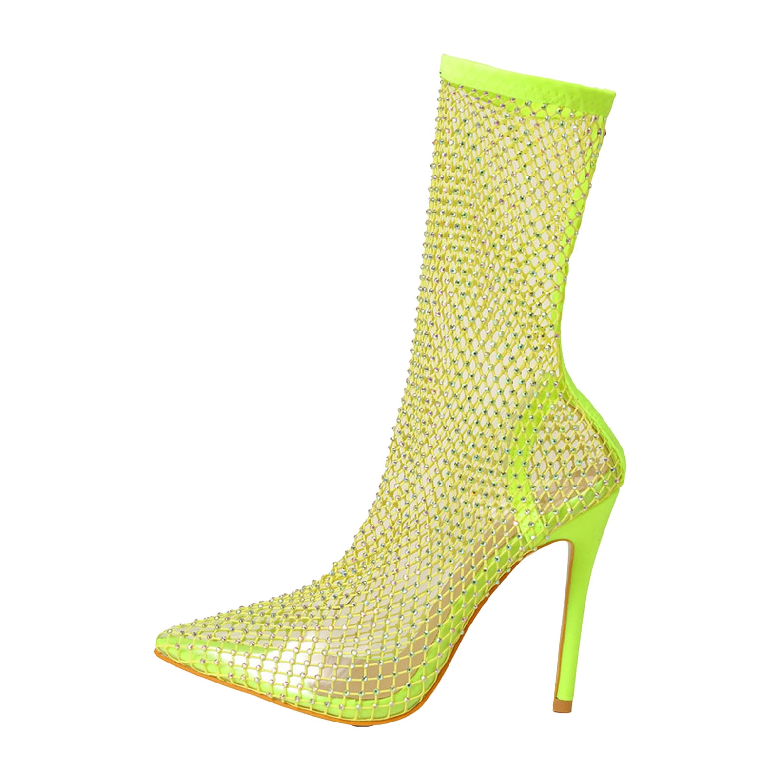 Mostsola Fishnet Ankle Boots for Women Pointy Toe Stiletto Sexy