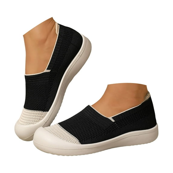 Mostsola Flats for Women Breathable Slip on Barefoot Sneakers Casual Knit Mesh Loafers Dress Shoes