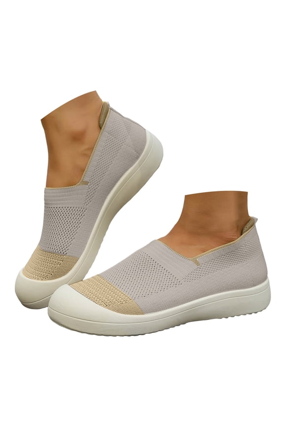 Flats for Women Breathable Slip on Barefoot Sneakers Casual Knit Mesh Loafers Dress Shoes