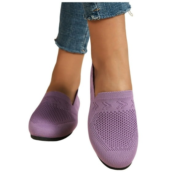Mostsola Flats for Women Knit Mesh Loafers Breathable Slip on Shoes Casual Non-Slip Walking Shoes