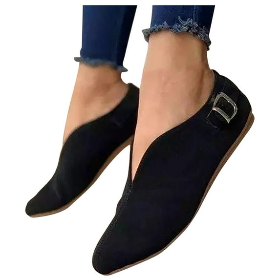 Mostsola Flats for Women Lightweight Loafers Pointed Toe V Cut Suede Dress Shoes Slip on Shoes