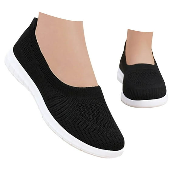 Mostsola Flats for Women Lightweight Walking Shoes Knit Mesh Slip on Shoes Casual Penny Loafers