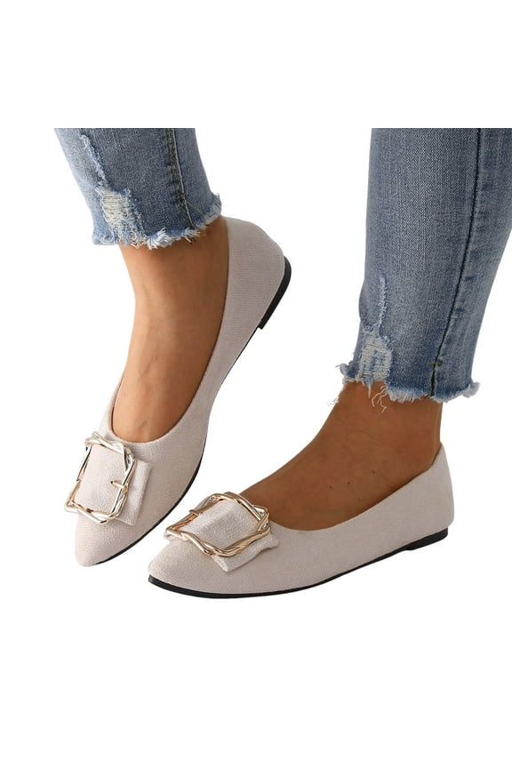 Flats for Women Pointed Toe Dress Shoes Fashion Buckle Walking Shoes Business Casual Shoes