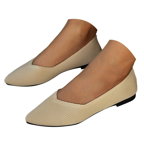 Mostsola Flats for Women Pointed Toe Knit Ballet Shoes Comfortable Slip on Dressy Flat Shoes