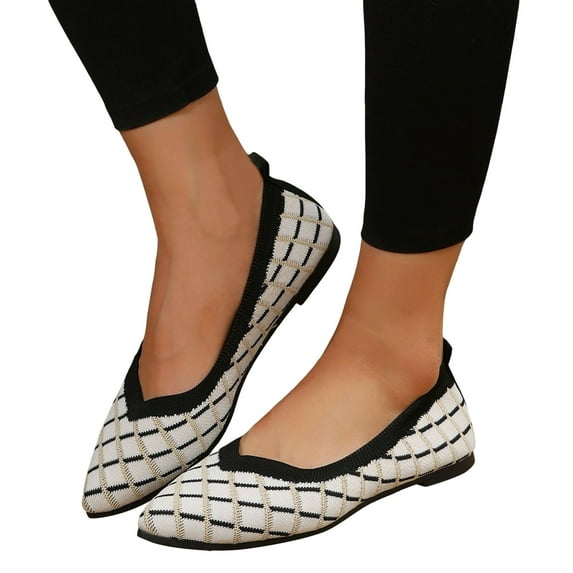 Mostsola Flats for Women Pointed Toe Knit Comfortable Slip on Work Dress Shoes Ballet Flats Shoes