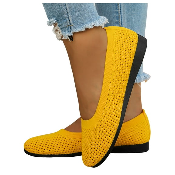 Mostsola Flats for Women Slip on Ballet Flats Shoes Business Casual Knitted Mesh Dress Shoes