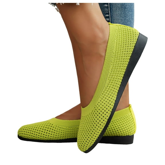 Mostsola Flats for Women Slip on Ballet Flats Shoes Business Casual Knitted Mesh Dress Shoes