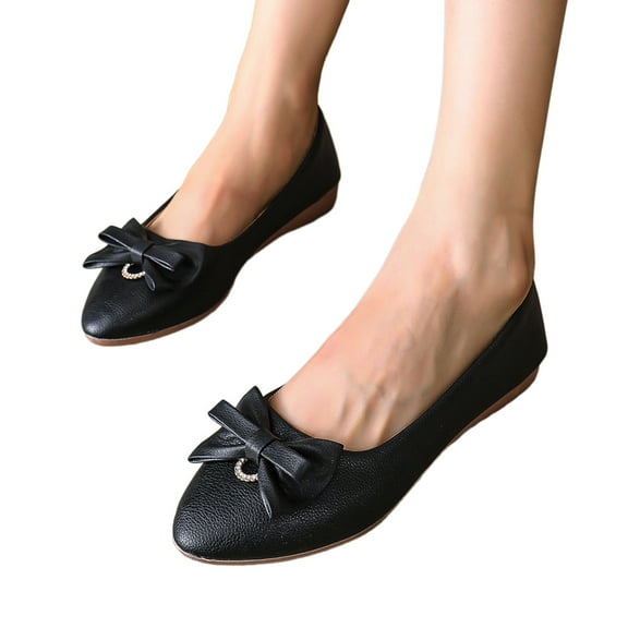 Mostsola Flats for Women Wedding Business Dress Shoes Slip on Pointed Toe Bowknot Walking Shoes