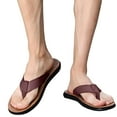 thumbnail image 1 of Mostsola Flip Flops for Men Leather Flats Arch Support Beach Shoes Soft Sole Slip on Shoes, 1 of 9