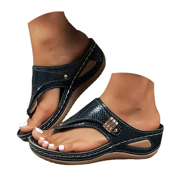 Mostsola Flip Flops for Women Boho Retro Wedge Sandals Comfortable Slippers Casual Slip on Slides