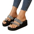 thumbnail image 1 of Mostsola Flip Flops for Women Platform Sandals Rhinestone Wedge Sandals Clip Toe Ring Slip on Shoes, 1 of 6