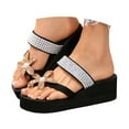 thumbnail image 1 of Mostsola Flip Flops for Women Trendy Platform Sandals Floral Rhinestone Wedges Heels Slip on Shoes, 1 of 9