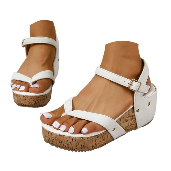 Mostsola Flip Flops for Women Wedge Sandals Platform Heels Ankle Strap Summer Dress Shoes