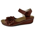 thumbnail image 1 of Mostsola Floral Dressy Sandals for Women Low Wedge Open Toe Slingback Comfortable Casual Beach Shoes, 1 of 6