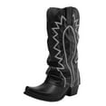 thumbnail image 1 of Mostsola Fold Over Cowboy Boots for Women Mid Calf Square Toe Chunky Heel Slouchy Suede Boots, 1 of 5