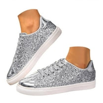 Mostsola Glitter Sneakers for Women Lace up Tennis Shoes Fashion Sparkly Low Top Walking Shoes