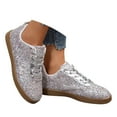 thumbnail image 1 of Mostsola Glitter Tennis Shoes Womens Lace up Fashion Sneakers Casual Low Top Skateboard Shoes, 1 of 8