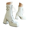 thumbnail image 1 of Mostsola Gothic Boots for Women Block Heel Lace up Combat Boots Square Toe Platofrm Heels, 1 of 9
