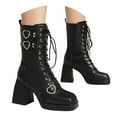 thumbnail image 1 of Mostsola Gothic Boots for Women Block Heel Lace up Combat Boots Square Toe Platofrm Heels, 1 of 9
