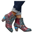 thumbnail image 1 of Mostsola Heeled Ankle Boots for Women Bohemian Print Vintage Side Zipper Short Booties Heels, 1 of 7