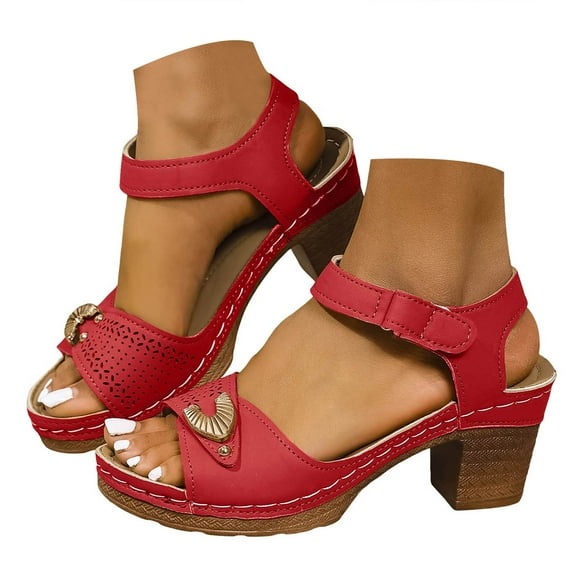 Mostsola Heels for Women Casual Open Toe Slingback Sandals Adjustable Summer Dress Shoes Pumps